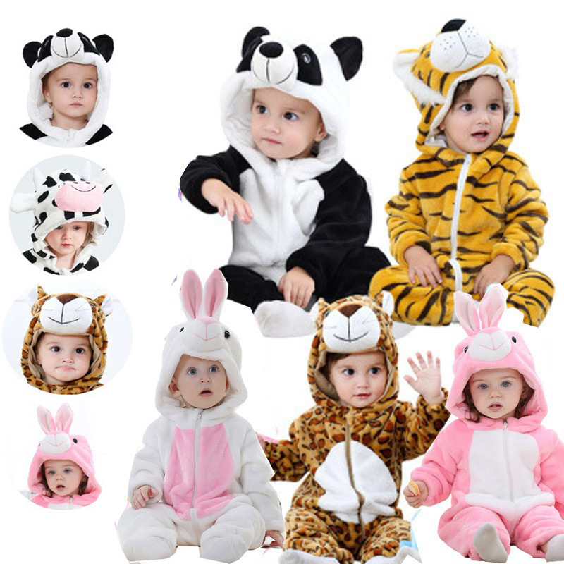 Autumn and winter flannel animal-shaped climbing clothes baby clothes ins born jumpsuit children's clothing