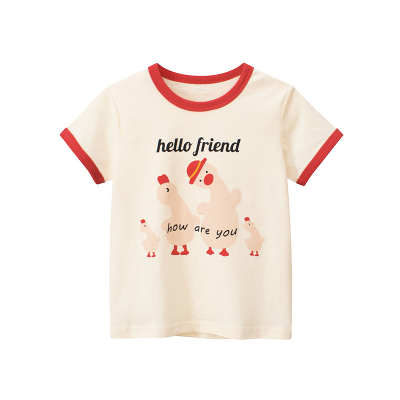 Girls' Korean-style children's clothing summer cartoon children's short-sleeved T-shirt baby clothes one-piece delivery