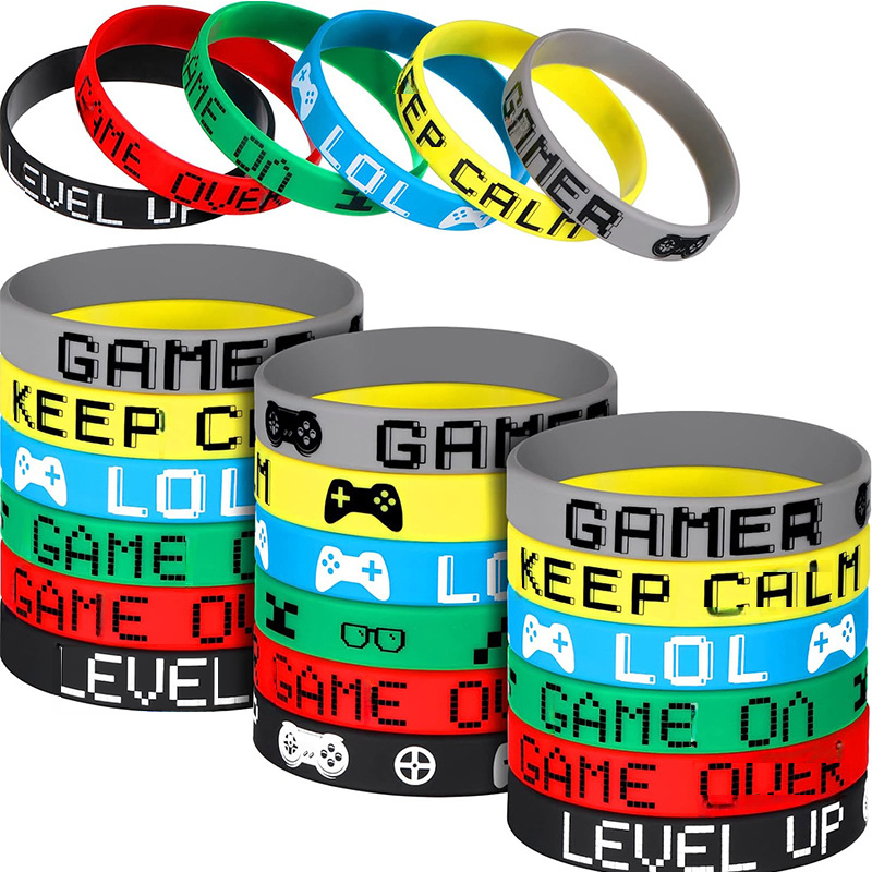 Videogame party silicone wrist band for gamers men and women birthday party gift silicone bracelet