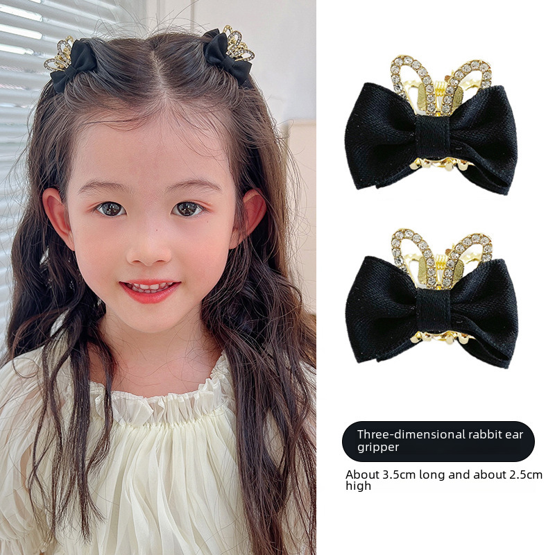 Children's Cute Three-dimensional Rabbit Ear Bow Hairpin Little Girl's Grab Clip Summer Girls' Headwear Baby Hairpin Women