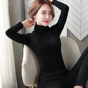 High Collar Autumn Clothes Women's Outer Wear Spring and Autumn Fashion Slim-fit Slimming Inner Wear Single-piece Base Shirt Women's Winter All-match Thin