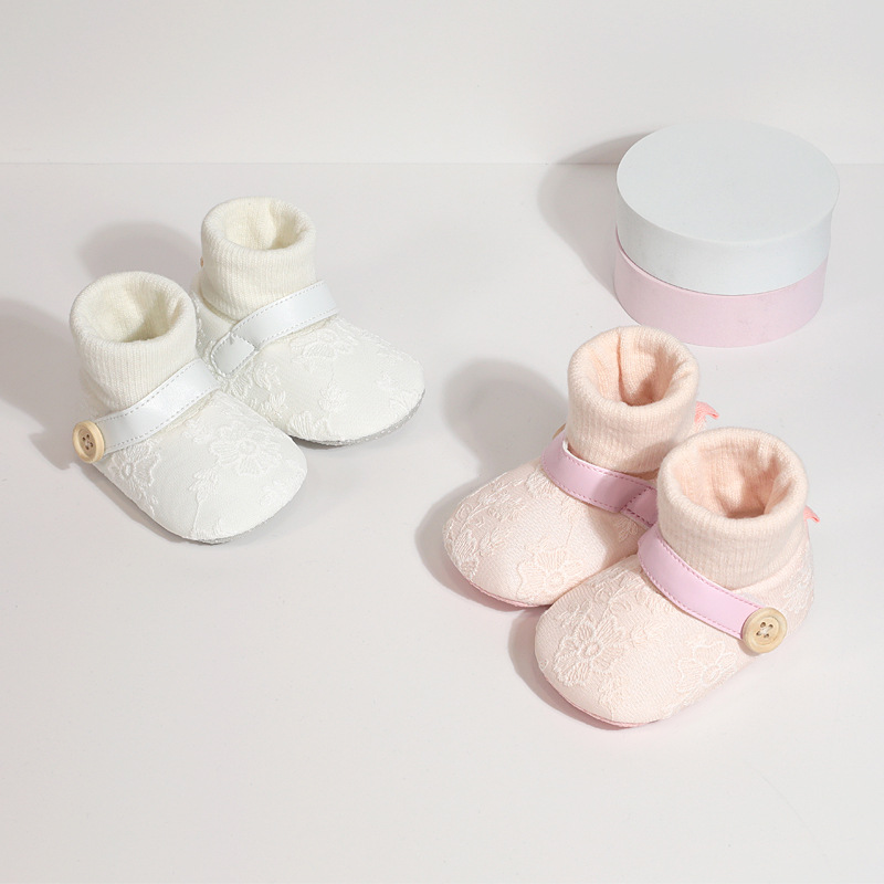 Spring and Autumn New Baby Girl Shoes Shoe Cover Lace High Stockings Shoes Baby Soft Sole Step-up Shoes Toddler Shoes