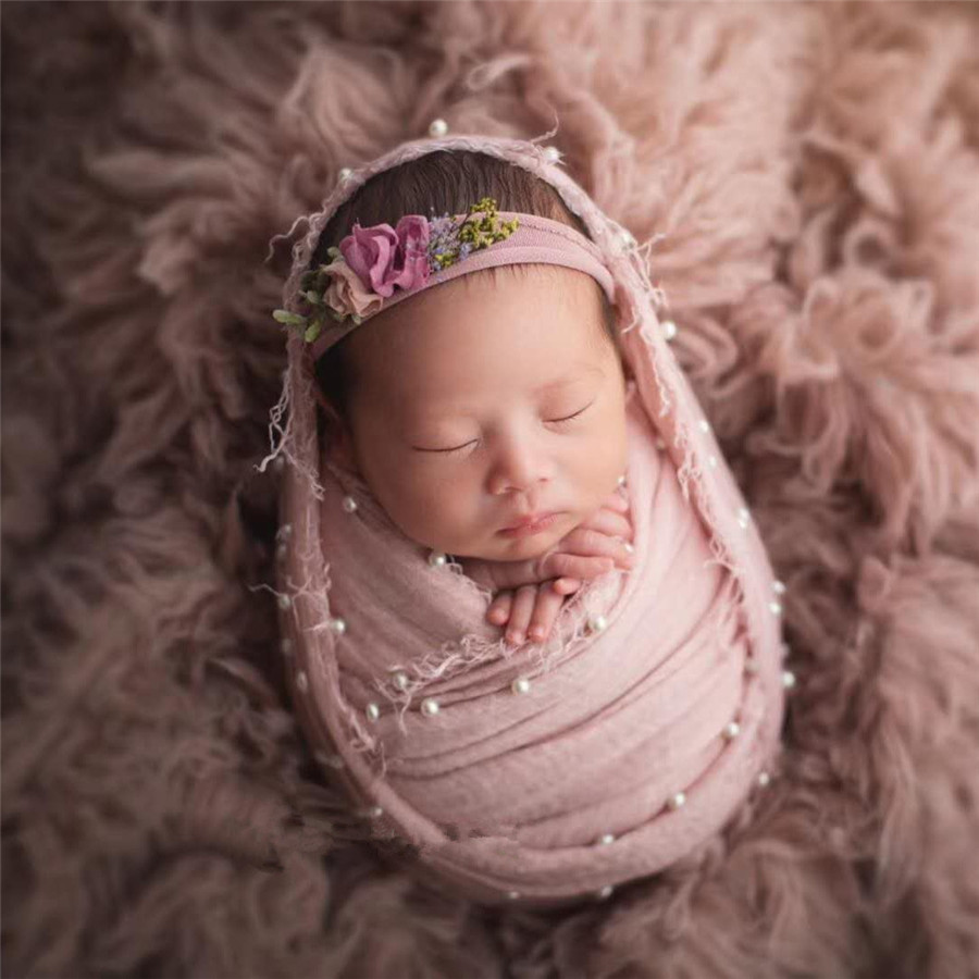 新款儿童拍照裹布 影楼拍照道具婴儿摄影宝宝夏季棉麻珍珠裹布395