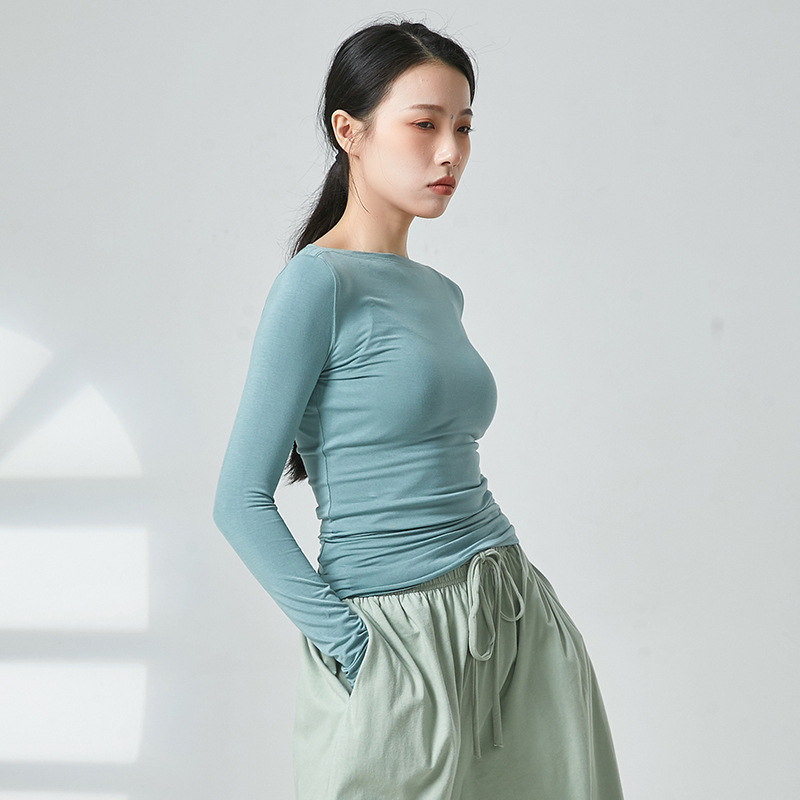 Autumn and Winter Dancing Clothes Women's One-character Collar Long-sleeved Slim-fit Slimming Classical Dance Modern Dance Chinese Dance Practice Clothes