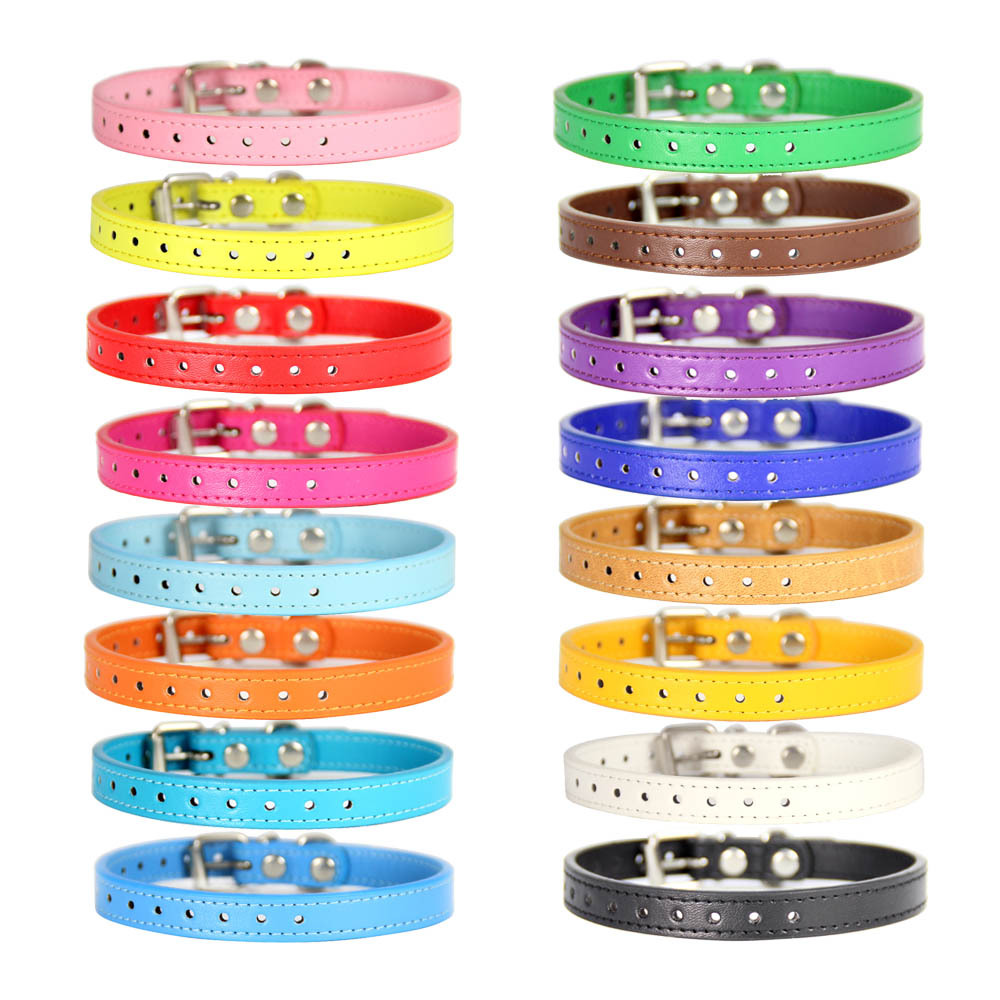 PU leather pet collar solid color small dog collar collar dog collar cat dog decoration factory wholesale