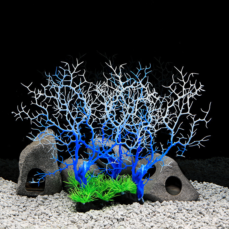 鱼之家厂家直销塑料仿真珊瑚树铁树鱼缸装饰造景水族箱布景CT82