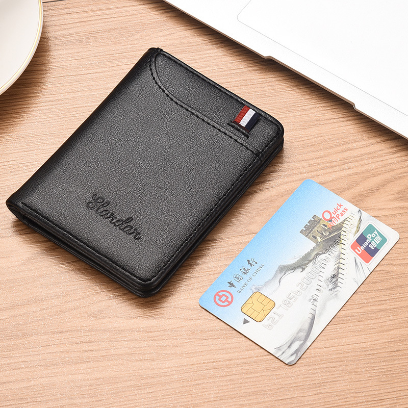 slardar Ultra-thin Men's Wallet Men's Vertical Small Wallet Driver's License Youth Mini Student Coin Purse Card Bag