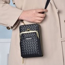 Mobile Phone Bag Women's Simple Korean-style Wallet Double Zipper Bag Litchi Pattern Shoulder Crossbody Bag