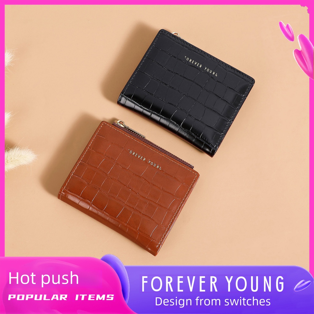foreveryoung Women's Wallet Short Coin Purse Card Holder Simple High-end Sense Ultra-thin Two-fold Wallet