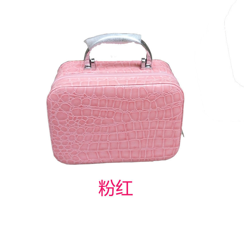 Manufacturers New Large Capacity Cosmetic Bag Korean Style Portable Small Cosmetic Case with Mirror Square Solid Color Storage Women's Bag
