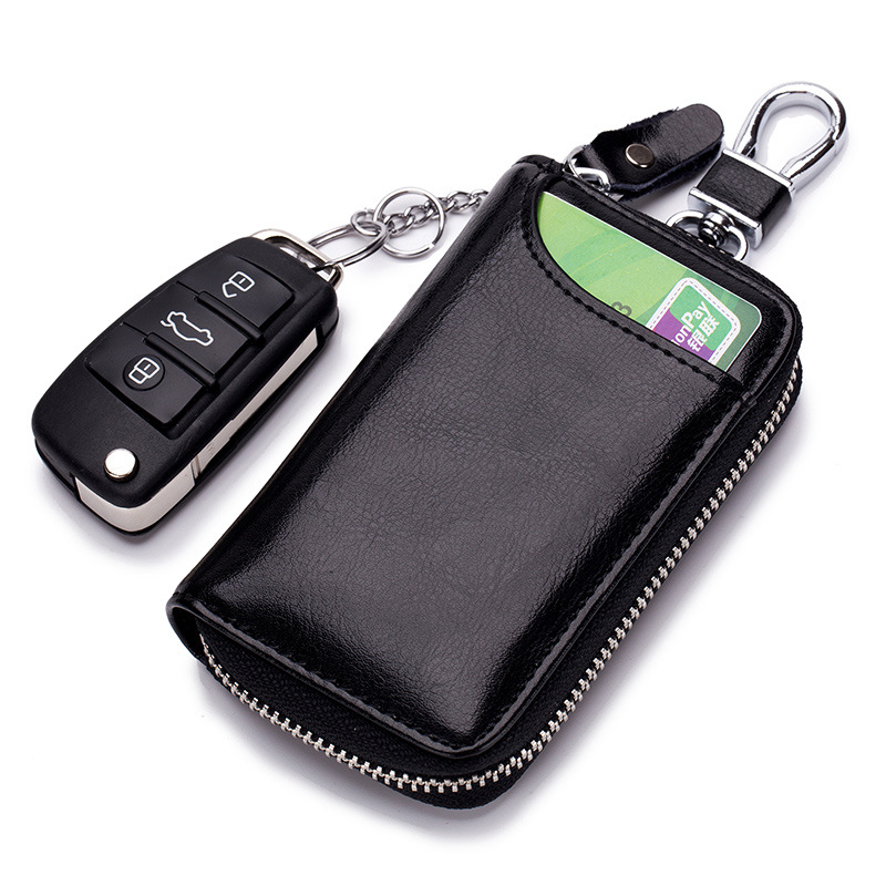 Men's key bag leather zipper key bag fashion multifunctional car key bag key bag wholesale