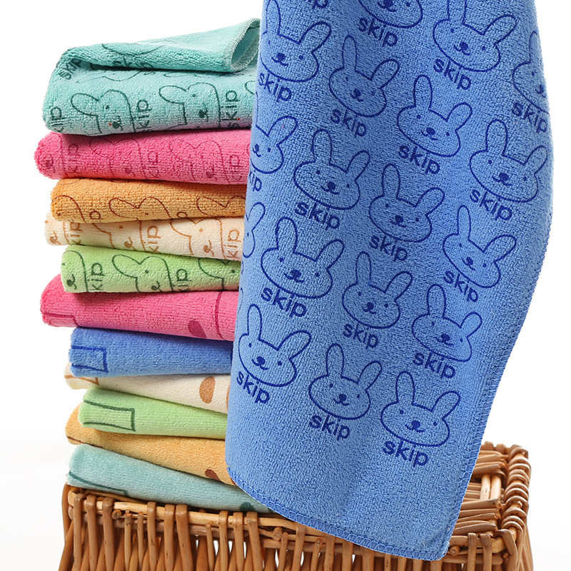 Factory 25*50 microfiber printed cartoon children's towel absorbent kindergarten small towel children's towel