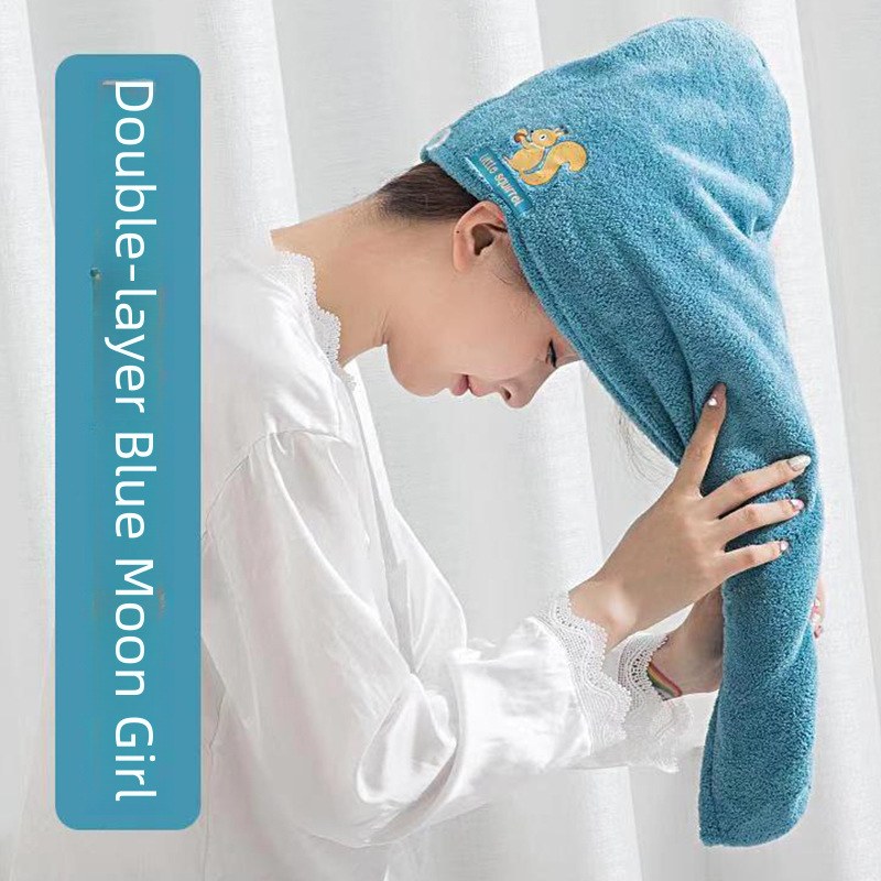 Coral Fleece Hair Drying Towel Women's Thickened Quick-drying Instant Water-absorbent Turban Double-layer Quick-drying Towel Shower Cap Hair Drying Cap