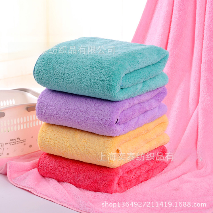 Wholesale coral fleece bath towel beach towel thickened double-sided plush beach towel soft absorbent bath towel