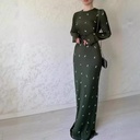 Autumn Fashion Elegant Long Sleeve Slim Fit Ruffled A- line Dress