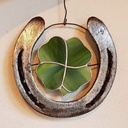 New Independent Station Hot Selling Metal Four-leaf Clover Lucky Horseshoe Ornaments Pendant