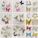 Home wall decoration simulation Butterfly 3D three-dimensional take-off stainless steel long tail square column cylinder embellishment decorative stickers