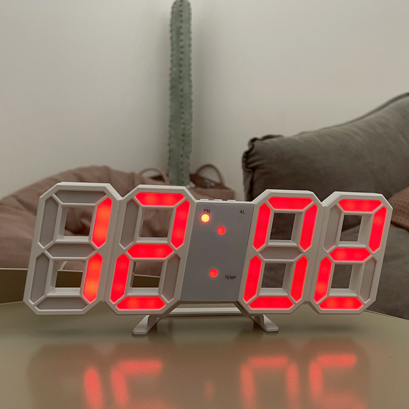 hot selling 3D digital alarm clock clock creative intelligent photosensitive LED wall clock Korean student electronic alarm clock