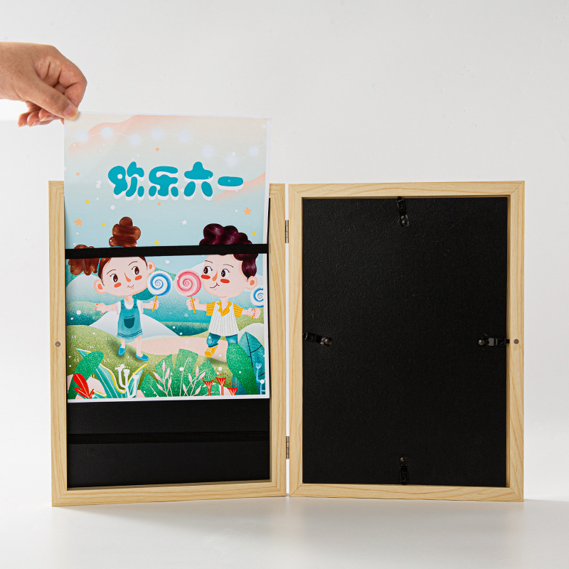 翻盖相框KidsArtFrame跨境爆款收纳儿童艺术画磁吸画框可储存相框