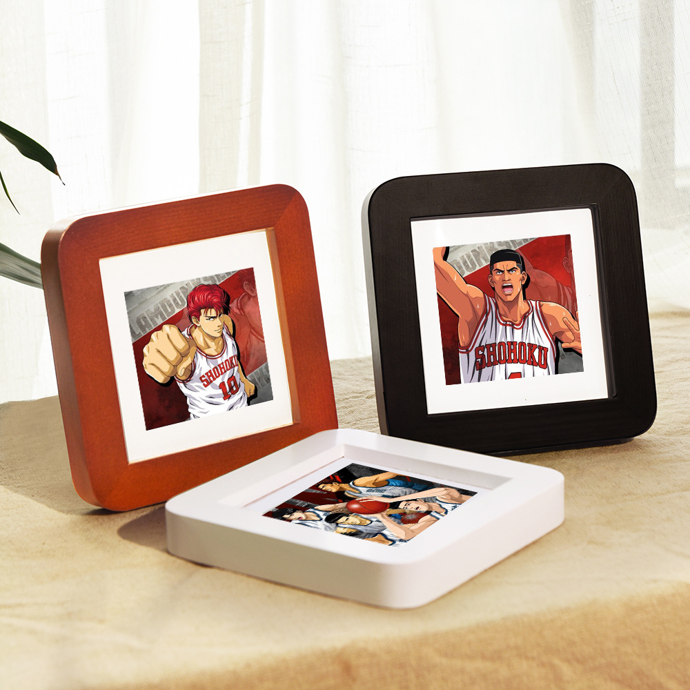 creative mini frame rounded solid wood photo frame decoration square 4-inch poster photo mounting factory
