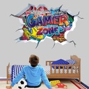 3d wall stickers self-adhesive e-sports room wall decoration stickers cartoon children's room broken wall pvc game wall decoration poster