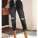 women's jeans fashion casual street hipster Korean straight pants ripped pants women