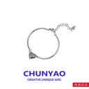 Korean ins Style Simple Temperament Niche Design Love Curve Silver Tube Stitching Bracelet Fresh Sweet Bracelet for Women