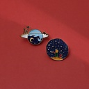 Cartoon Little Prince and Fox Back Star Brooch Creative Retro Metal Badge Student Bag Personalized Pin