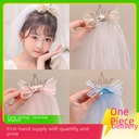 Princess Floating Yarn Crown Hairpin Children's Cute Korean Style Headwear Hair Accessories Girls Super Fairy Three-Dimensional Bright Diamond Photo Headwear