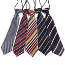 皮筋领带 条纹印花仿真丝演出领带 6CM儿童领带 短领带 厂家批发