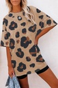 summer new 2024 temperament leopard print pullover short sleeve crew neck loose women's T-shirt factory direct sales