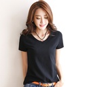Korean Short-sleeved T-shirt Women's Summer Slim-fit Cotton T-shirt Women's Crewneck Top Korean All-match Base Shirt
