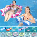New inflatable floating row hammock water foldable backrest floating bed water recliner inflatable with clip net floating row wholesale