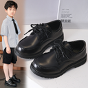 儿童鞋男童皮鞋春秋2023新款韩版英伦风黑色软底小学生校园演出鞋