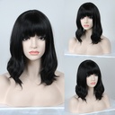 wig women's short hair real hair silk age-reducing clavicle hair fashion natural wave head real hair small corn Perm