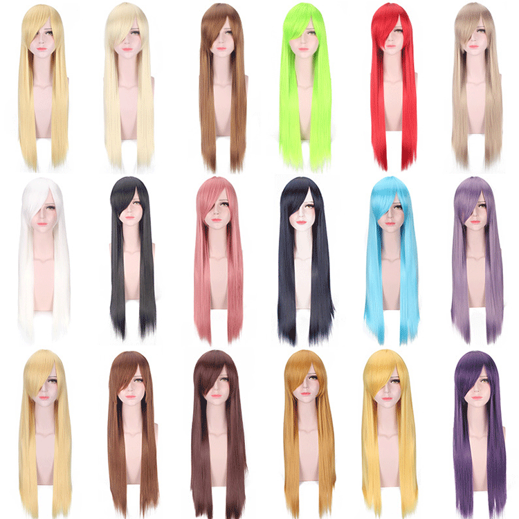 cosplay wig universal 80cm color long straight hair European and American men and women Universal straight hair factory wholesale