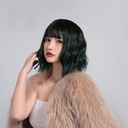 Oushuo factory wholesale wig female Korean fashion gradient Polaris green realistic corn hot short curly hair spot