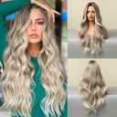 spot European and American fashion points Big Wave thin natural mixed color light gray full head wig women wigs