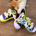 Pet Toy Candy Color Striped Cotton Rope Slippers Dog Voice Slippers Toy Small Dog Molar Bite Resistant Supplies