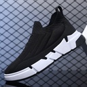 Spring New Flying Weaving Breathable Mesh Shoes Thick Sock Mouth Sneakers Slip-on Men's Casual Shoes