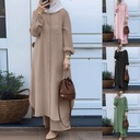H707# Muslim Women's Arabian Style Two-piece Spring and Autumn Women's Long Sleeve Shirt Pants Set
