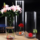 Floor Transparent Thickened Cylindrical Rich Bamboo Lily Glass Vase Flower Shop Wedding Dried Flower Ornaments Horse Drunk Wood Flower Vase