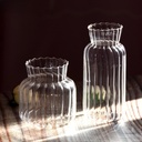 手作花瓶 小花瓶 ins风 日式花器条纹波浪玻璃花瓶桌面装饰摆件