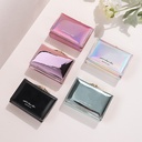 Mini folding student card bag snap-on girl's coin purse laser pu leather ins short hand purse