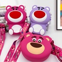 Children's Bag Strawberry Bear Cartoon Silicone Bag Shoulder Crossbody Bag Fashion Accessories Girls Coin Purse Small Bag