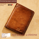 wallet men's leather RFID anti-theft brush vertical three-fold retro first layer cowhide wallet men's Wholesale