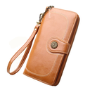 Women's Three-fold Coin Purse Mobile Phone Bag Long Zipper Oil Leather Handbag Fashion Card Bag Coin Bag Y170