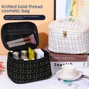 Simple Travel High-value Plaid Portable Chanel Style Cosmetic Bag Large Capacity Portable Toiletry Storage Bag