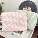 Pink and Green Pad Cosmetic Bag Large Capacity Korean ins Cute Portable Cosmetic Storage Bag Cotton Quilted Washbag