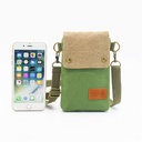 No side label export solid color canvas 3 layer diagonal mobile phone bag simple fabric women's bag